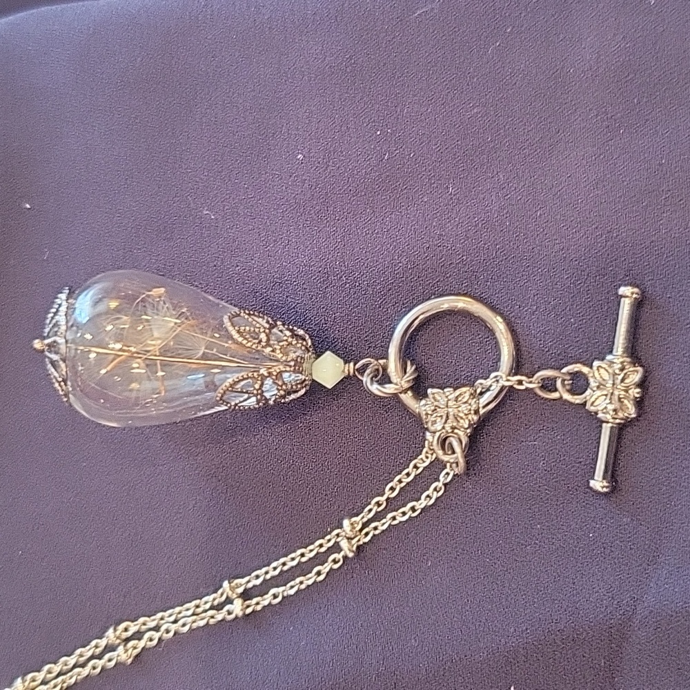 Make a Wish dandelion in blown glass necklace! 28" T- chain - Picture 10 of 13